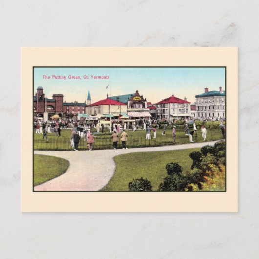 ヴィンテージゴルフ、パッティング緑のヤーマス素晴らしク ポストカード (正面)
