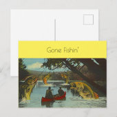 ヴィンテージゴングフィイン魚釣り誇張おもしろいPC シーズンポストカード (正面/裏面)