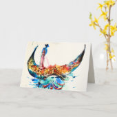 ヴィンテージゴンドラヴェネツィアシティトラベルラブウォーターカラー カード (黄色い花)