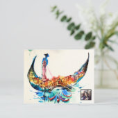 ヴィンテージゴンドラヴェネツィアシティトラベルラブウォーターカラー シーズンポストカード (スタンド正面)