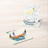 ヴィンテージゴンドラヴェネツィアシティトラベルラブウォーターカラー スクエアペーパーコースター (インサイチュ)