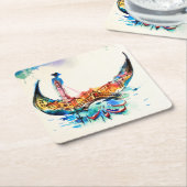 ヴィンテージゴンドラヴェネツィアシティトラベルラブウォーターカラー スクエアペーパーコースター (アングル)