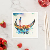 ヴィンテージゴンドラヴェネツィアシティトラベルラブウォーターカラー スタンダードカクテルナプキン (インサイチュ)