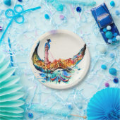 ヴィンテージゴンドラヴェネツィアシティトラベルラブウォーターカラー ペーパープレート (パーティー)