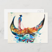 ヴィンテージゴンドラヴェネツィアシティトラベルラブウォーターカラー ポストカード (正面/裏面)