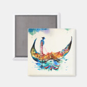 ヴィンテージゴンドラヴェネツィアシティトラベルラブウォーターカラー マグネット (正面/裏面)