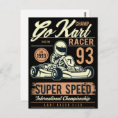 ヴィンテージゴーカート誕生日招待状カード ポストカード (正面/裏面)