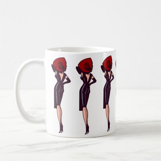 ヴィンテージゴージャスグラマーガールレトロピンナップ コーヒーマグカップ (左)