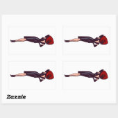 ヴィンテージゴージャスグラマーガールレトロピンナップ 長方形シール (シート)