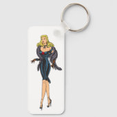 ヴィンテージゴージャスグラモールガールレトロブロンドピンナップ キーホルダー (裏面)