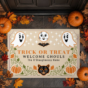 ヴィンテージゴーストキャットパンプキンハロウィン ドアマット