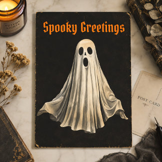 ヴィンテージゴーストハロウィンスプーキーシーズン ポストカード
