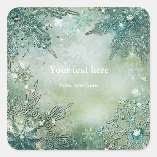 ヴィンテージゴールデンウィンタースノーフレークスシール スクエアシール (正面)