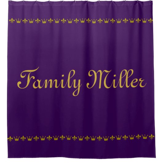 ヴィンテージゴールデンクラウン&リリ縁どー+あなたのアイディア シャワーカーテン (正面)