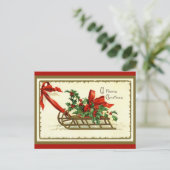 ヴィンテージゴールデンクリスマスそり シーズンポストカード (スタンド正面)