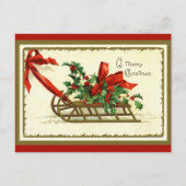ヴィンテージゴールデンクリスマスそり シーズンポストカード (正面)