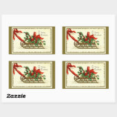 ヴィンテージゴールデンクリスマスそり 長方形シール (シート)