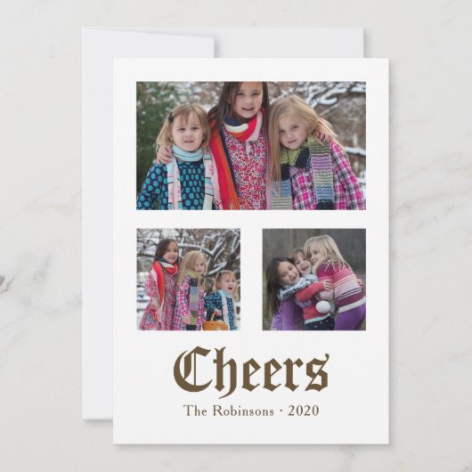 ヴィンテージゴールデンクリスマスシート音楽家族の写真 シーズンカード (正面)