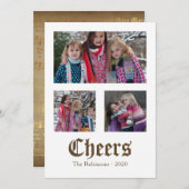 ヴィンテージゴールデンクリスマスシート音楽家族の写真 シーズンカード (正面/裏面)