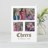 ヴィンテージゴールデンクリスマスシート音楽家族の写真 シーズンカード (スタンド正面)