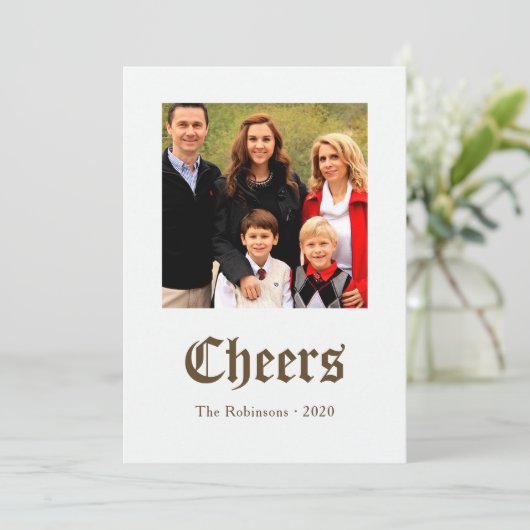 ヴィンテージゴールデンクリスマスシート音楽家族の写真 シーズンカード (スタンド正面)