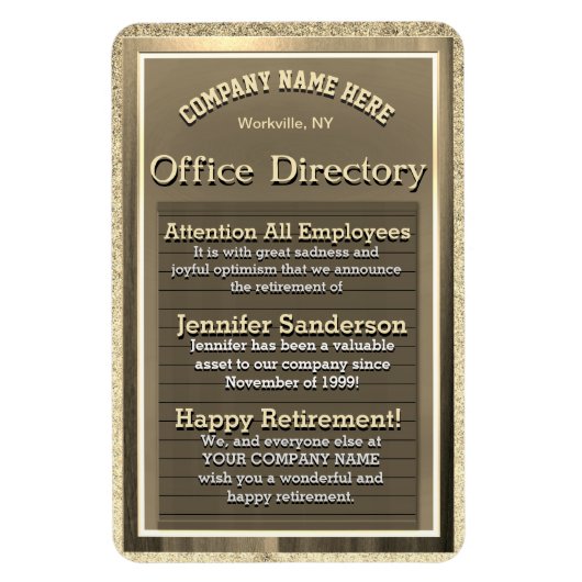 ヴィンテージゴールデンサイン退職金 マグネット (縦)