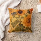 ヴィンテージゴールデンサンフラワーコラージュ クッション (ブランケット)