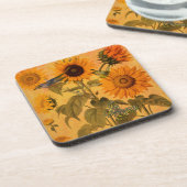 ヴィンテージゴールデンサンフラワーコラージュ コースター (左側)