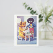 ヴィンテージゴールデンシュレッドテディベアアド ポストカード (スタンド正面)