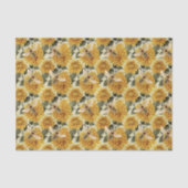 ヴィンテージゴールデンダリアとミツバチの花のパターン 薄葉紙 (正面)