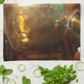 ヴィンテージゴールデンティーポットウォールアート&プリント キッチンタオル (折り畳み)