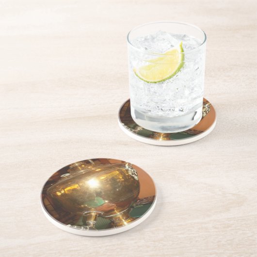 ヴィンテージゴールデンティーポットウォールアート&プリント コースター (側面)