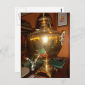 ヴィンテージゴールデンティーポットウォールアート&プリント ポストカード (正面/裏面)