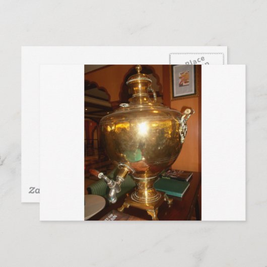 ヴィンテージゴールデンティーポットウォールアート&プリント ポストカード (正面/裏面)