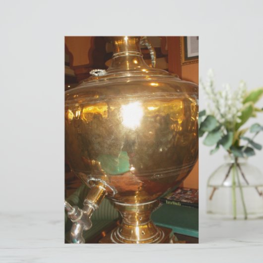 ヴィンテージゴールデンティーポットウォールアート&プリント 便箋 (スタンド正面)