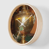 ヴィンテージゴールデンティーポットウォールアート&プリント 壁時計 (傾斜)