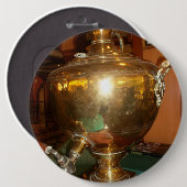 ヴィンテージゴールデンティーポットウォールアート&プリント 缶バッジ (正面&裏面)