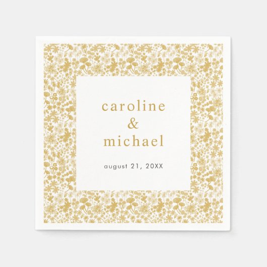 ヴィンテージゴールデンディジー結婚フローラズカクテル スタンダードカクテルナプキン (正面)