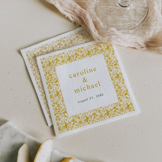 ヴィンテージゴールデンディジー結婚フローラズカクテル スタンダードカクテルナプキン