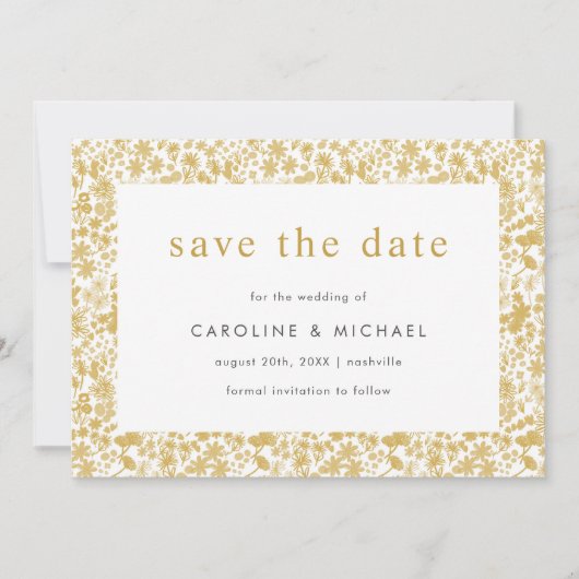 ヴィンテージゴールデンディティ結婚ーフローラ セーブザデート (正面)