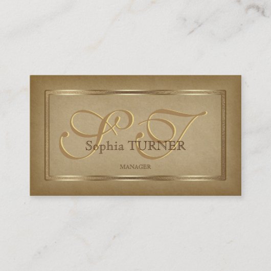 ヴィンテージゴールデンフレームオールド紙カスタムモノグラム 名刺 (正面)