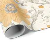 ヴィンテージゴールデンフローラつる植物パターンデザイン ラッピングペーパー (ロールコーナー)