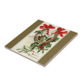 ヴィンテージゴールデンホースシューウィッシュボーンブロンズのクリスマス タイル (側面)