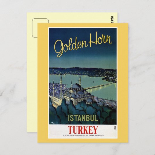 ヴィンテージゴールデンホーンイスタンブールトルコ旅行 ポストカード (正面/裏面)