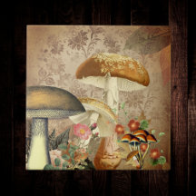 ヴィンテージゴールデンマッシュルームとピンクフローラエフェメラ