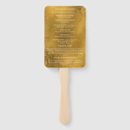 ヴィンテージゴールデンマップ結婚式 プログラム ハンドファン (裏面)