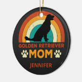 ヴィンテージゴールデンラボドッグママサンセットパーソナライズされた セラミックオーナメント (左)