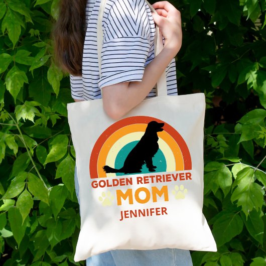 ヴィンテージゴールデンラボドッグママサンセットパーソナライズされた トートバッグ