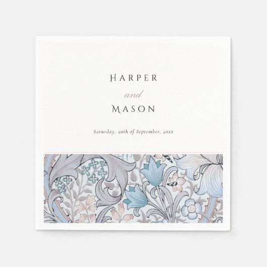 ヴィンテージゴールデンリリーウィリアム結婚モリス スタンダードカクテルナプキン (正面)