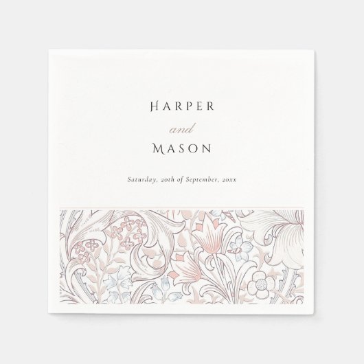 ヴィンテージゴールデンリリーウィリアム結婚モリス スタンダードカクテルナプキン (正面)